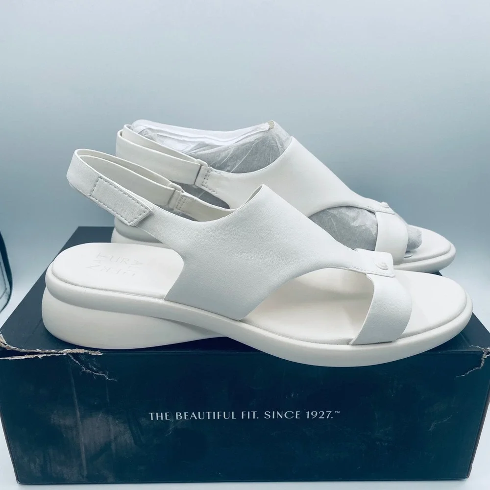 Naturalizer Lillian Wedge Summer Sandal Warm White‎ Slingback Platform Womens 11